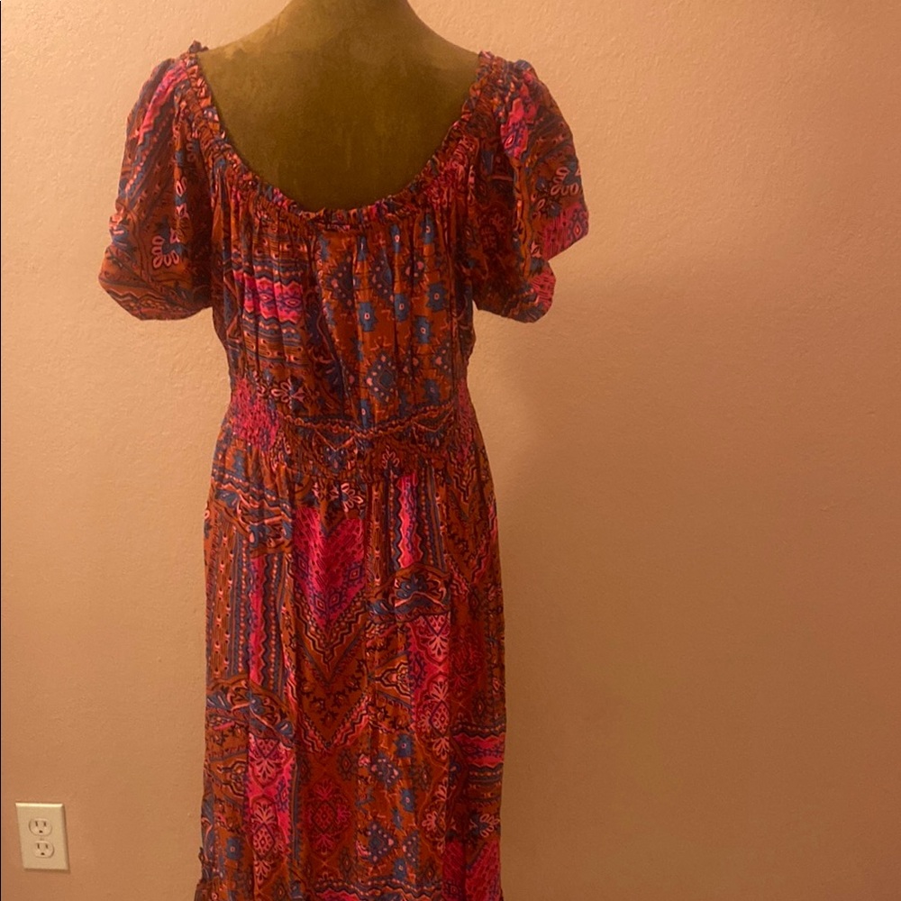 TORRID. Bohemian Pink and Orange Maxi Dress - Picture 3 of 7